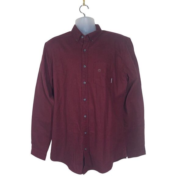 Eddie Bauer Shirt Mens Large Tall Maroon Field Flannel Chore Ranch Button Down - Picture 3 of 12